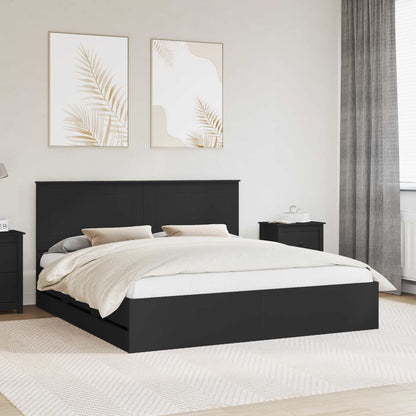 Struttura del letto Nero 200 x 200 cm Legno Ingegnerizzato | homemem39