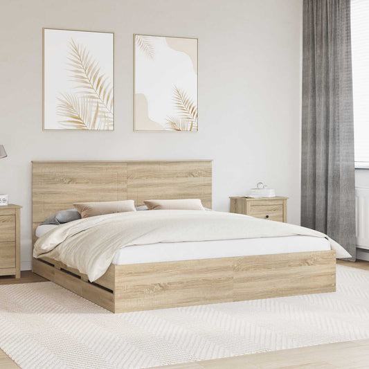 Struttura del letto con cassetto Rovere Sonoma 200 x 200 cm