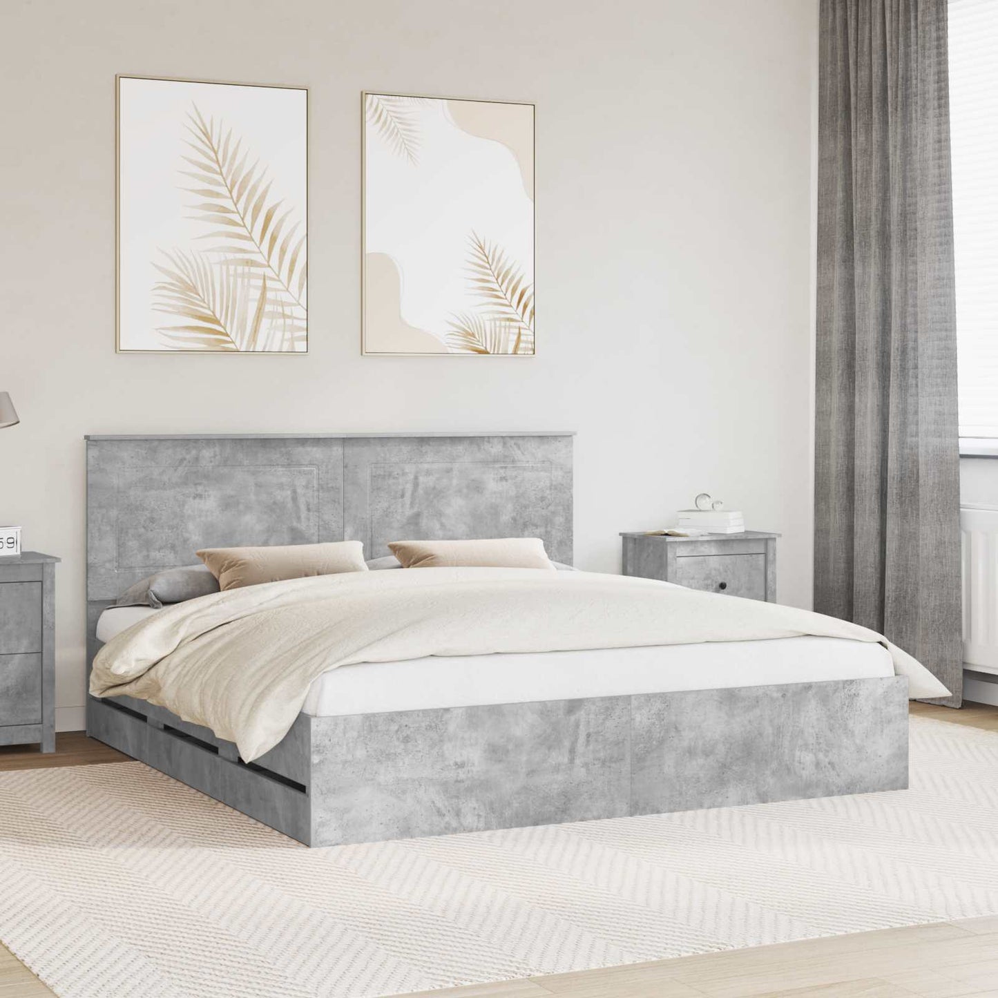 Struttura del letto con cassetto Grigio cemento 200 x 200 cm | homemem39
