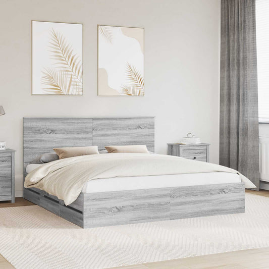 Struttura del letto con cassetto Grigio Sonoma 200 x 200 cm
