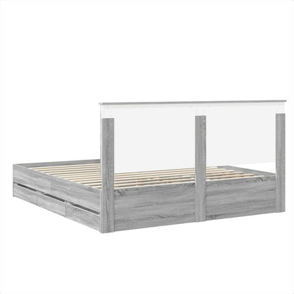Struttura del letto con cassetto Grigio Sonoma 200 x 200 cm | homemem39