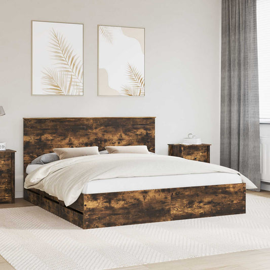 Struttura del letto con cassetto Rovere fumé 180 x 200 cm