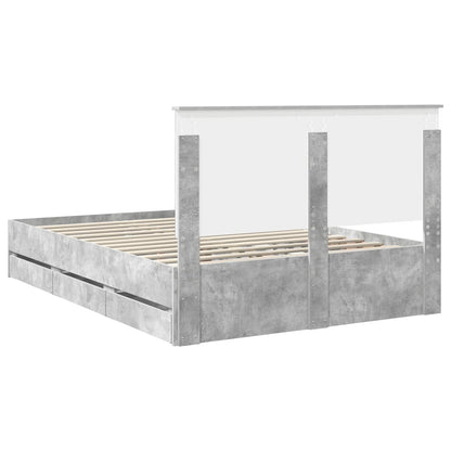 Struttura del letto con cassetto Grigio cemento 150 x 200 cm