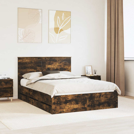 Struttura del letto con cassetto Rovere fumé 150 x 200 cm