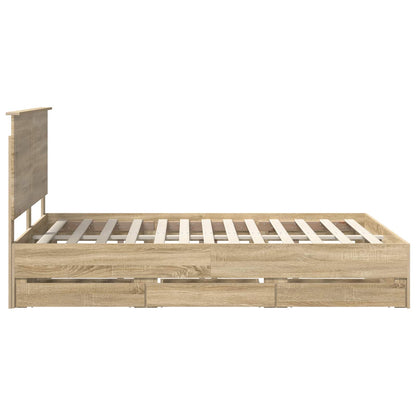Struttura del letto con cassetto Rovere Sonoma 140 x 190 cm