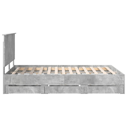 Struttura del letto con cassetto Grigio cemento 140 x 190 cm