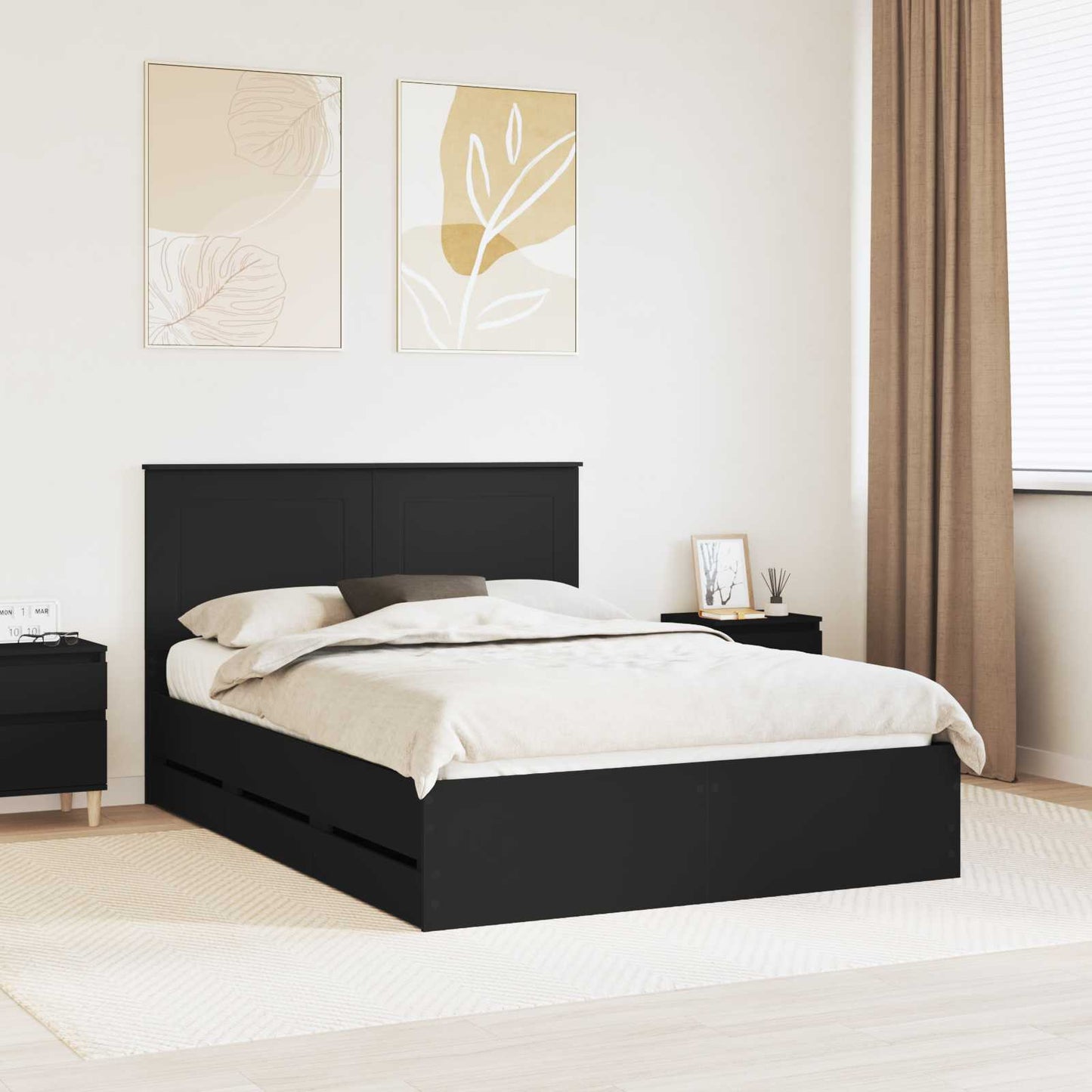 Struttura del letto Nero 140 x 200 cm Legno Ingegnerizzato | homemem39