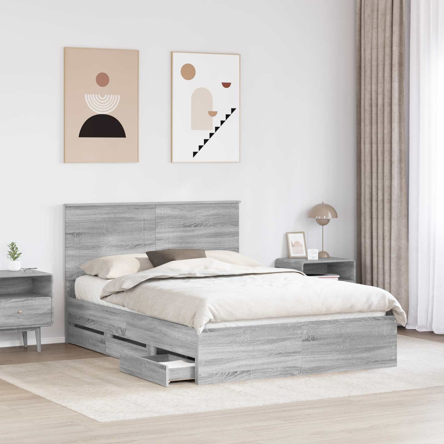 Struttura del letto con cassetto Grigio Sonoma 140 x 200 cm | homemem39