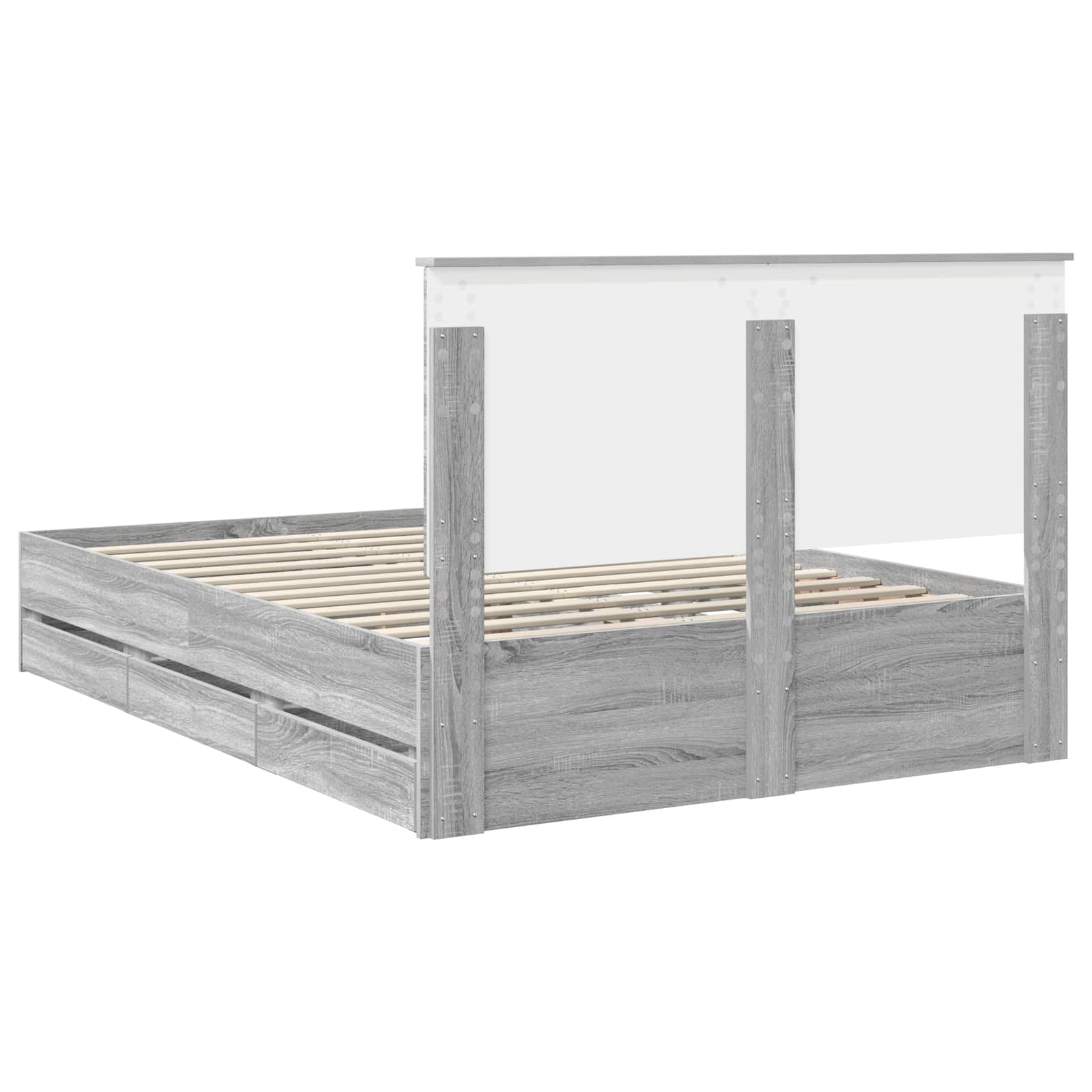 Struttura del letto con cassetto Grigio Sonoma 140 x 200 cm - homemem39