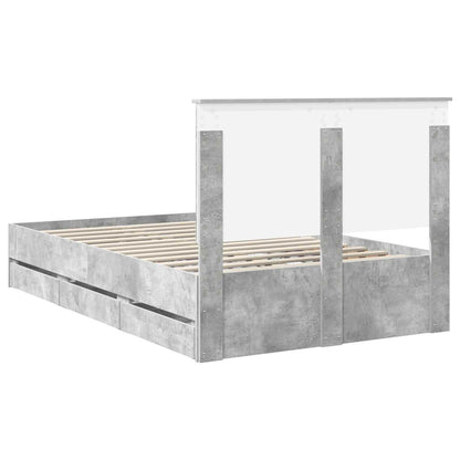 Struttura del letto con cassetto Grigio cemento 135 x 190 cm | homemem39