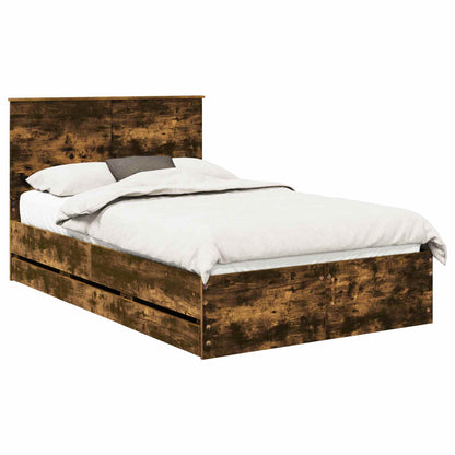 Struttura del letto con cassetto Rovere fumé 135 x 190 cm | homemem39