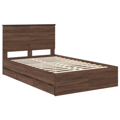Struttura del letto con cassetto Rovere Marrone 135 x 190 cm | homemem39