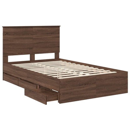 Struttura del letto con cassetto Rovere Marrone 135 x 190 cm | homemem39