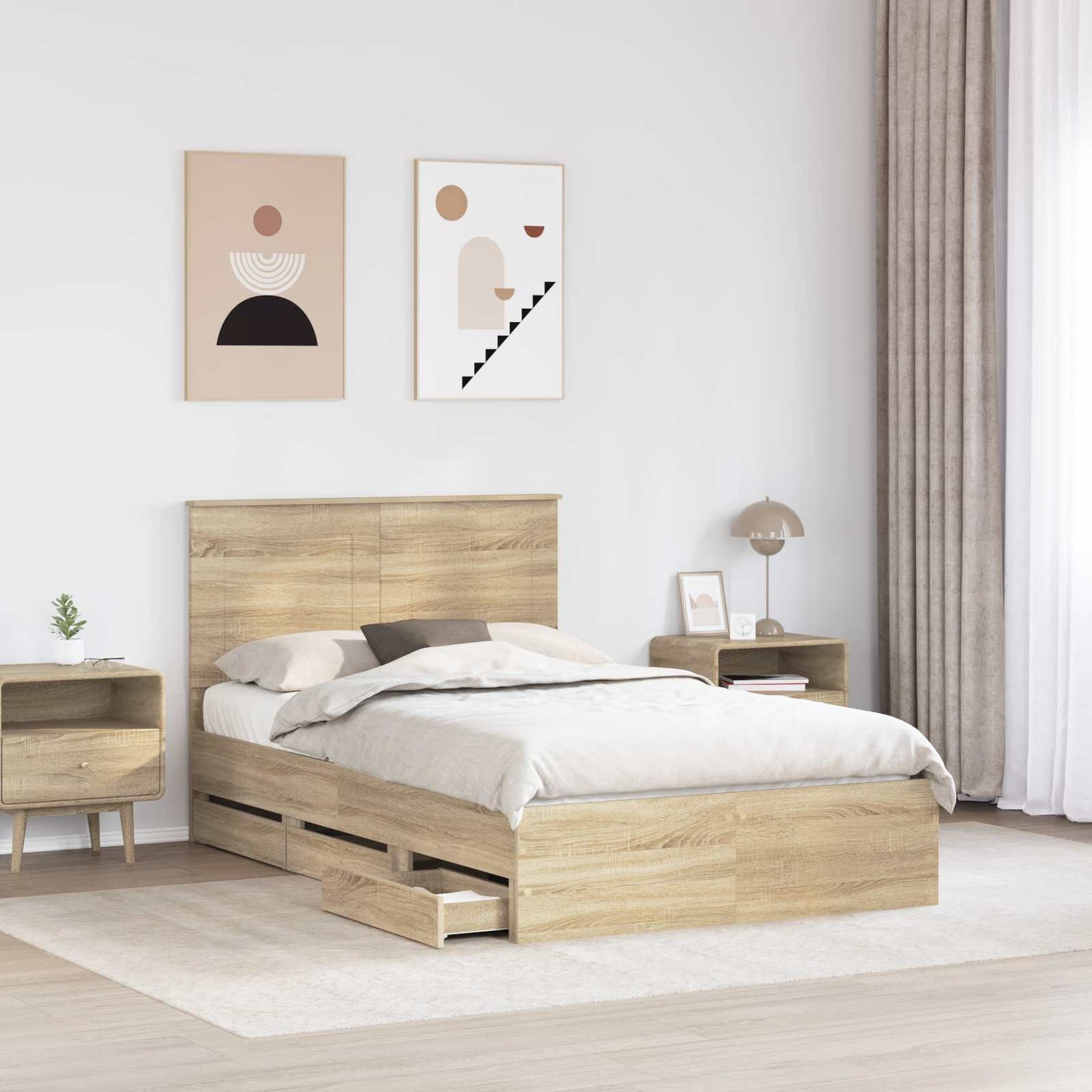 Struttura del letto con cassetto Rovere Sonoma 120 x 190 cm | homemem39