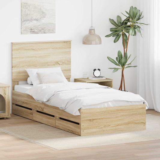 Struttura del letto con cassetto Rovere Sonoma 100 x 200 cm