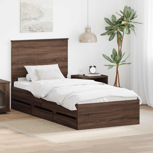 Struttura del letto con cassetto Rovere Marrone 100 x 200 cm | homemem39