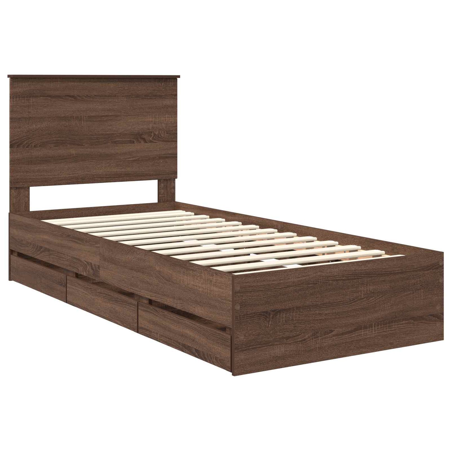 Struttura del letto con cassetto Rovere Marrone 100 x 200 cm