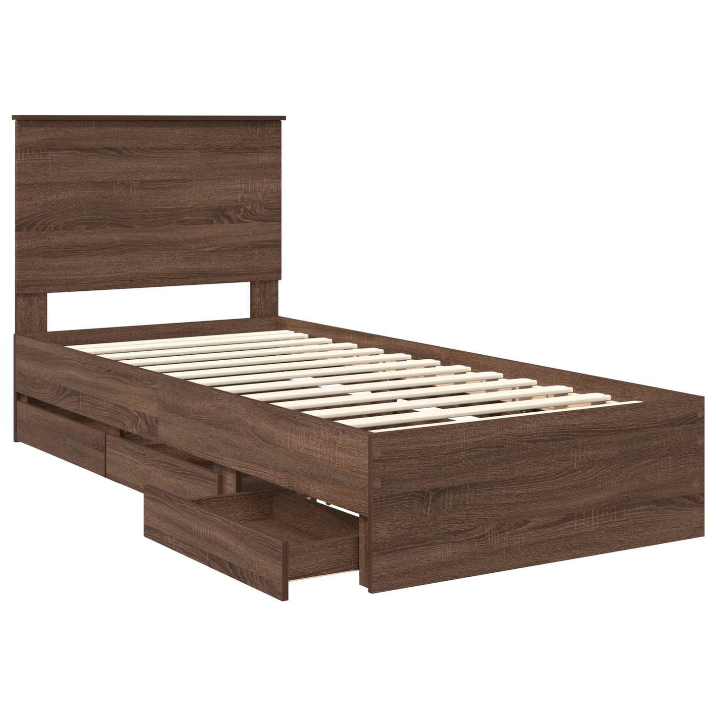 Struttura del letto con cassetto Rovere Marrone 100 x 200 cm