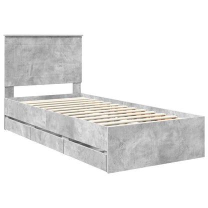 Struttura del letto con cassetto Grigio cemento 90 x 190 cm