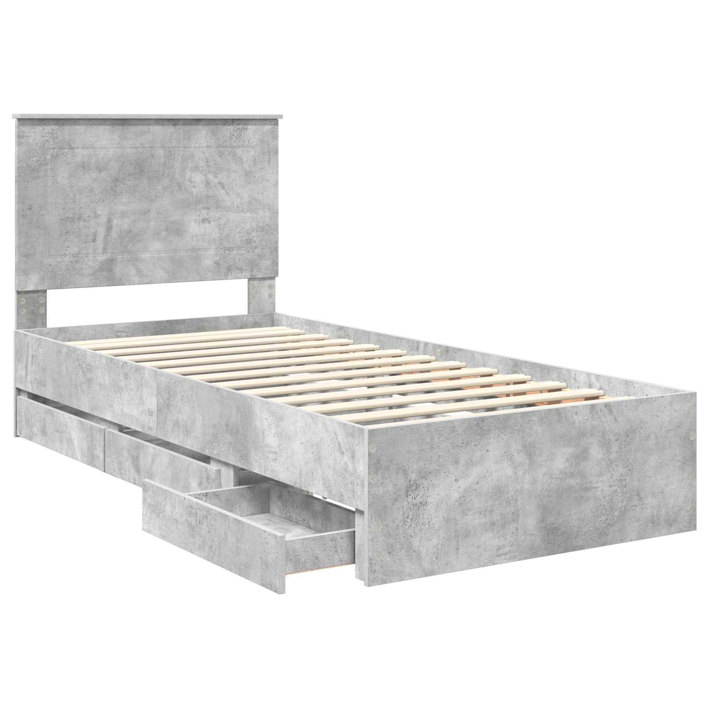 Struttura del letto con cassetto Grigio cemento 90 x 190 cm