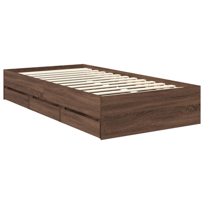 Struttura del letto con cassetto Rovere Marrone 90 x 190 cm
