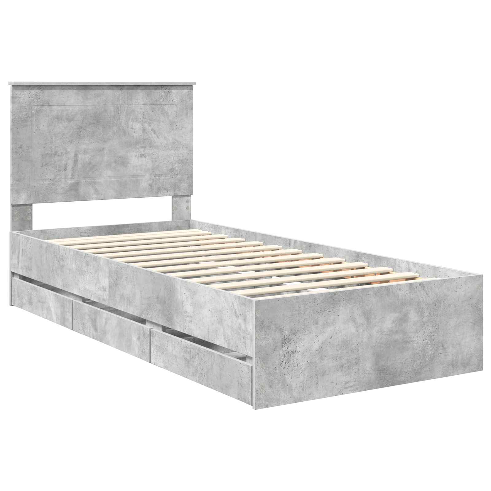 Struttura del letto con cassetto Grigio cemento 90 x 200 cm | homemem39