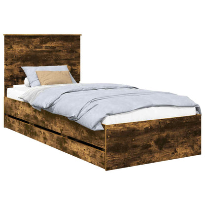 Struttura del letto con cassetto Rovere fumé 90 x 200 cm | homemem39