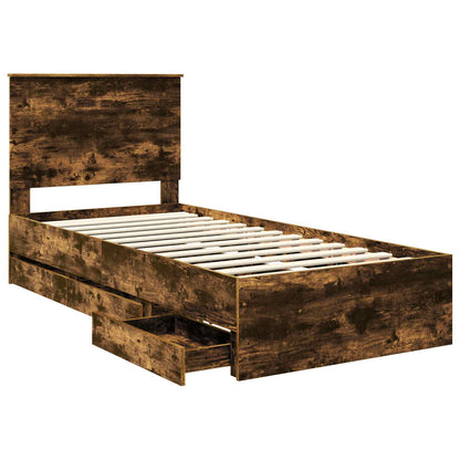 Struttura del letto con cassetto Rovere fumé 90 x 200 cm | homemem39