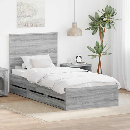 Struttura del letto con cassetto Grigio Sonoma 90 x 200 cm