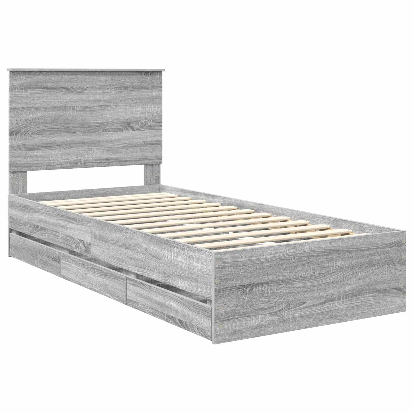 Struttura del letto con cassetto Grigio Sonoma 90 x 200 cm | homemem39
