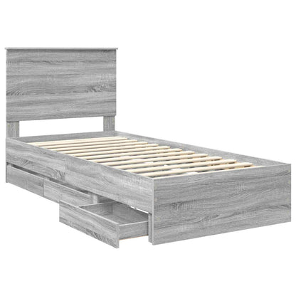 Struttura del letto con cassetto Grigio Sonoma 90 x 200 cm | homemem39