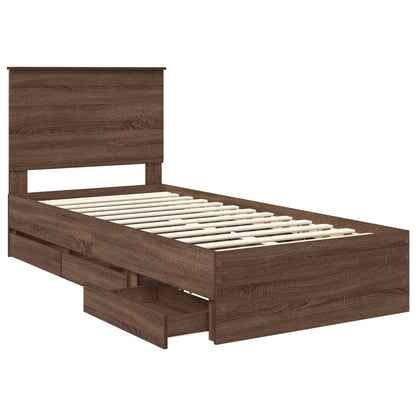Struttura del letto con cassetto Rovere Marrone 90 x 200 cm | homemem39