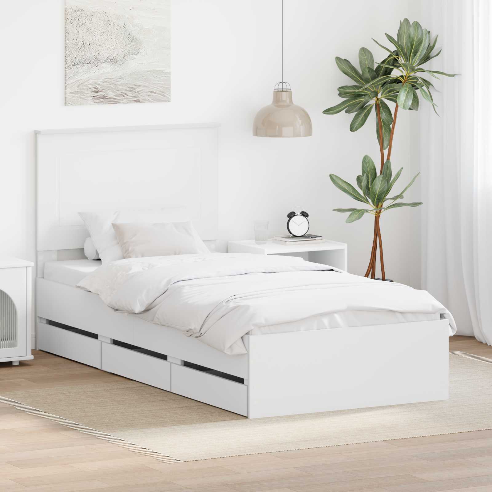 Struttura del letto Bianco 75 x 190 cm Legno Ingegnerizzato | homemem39