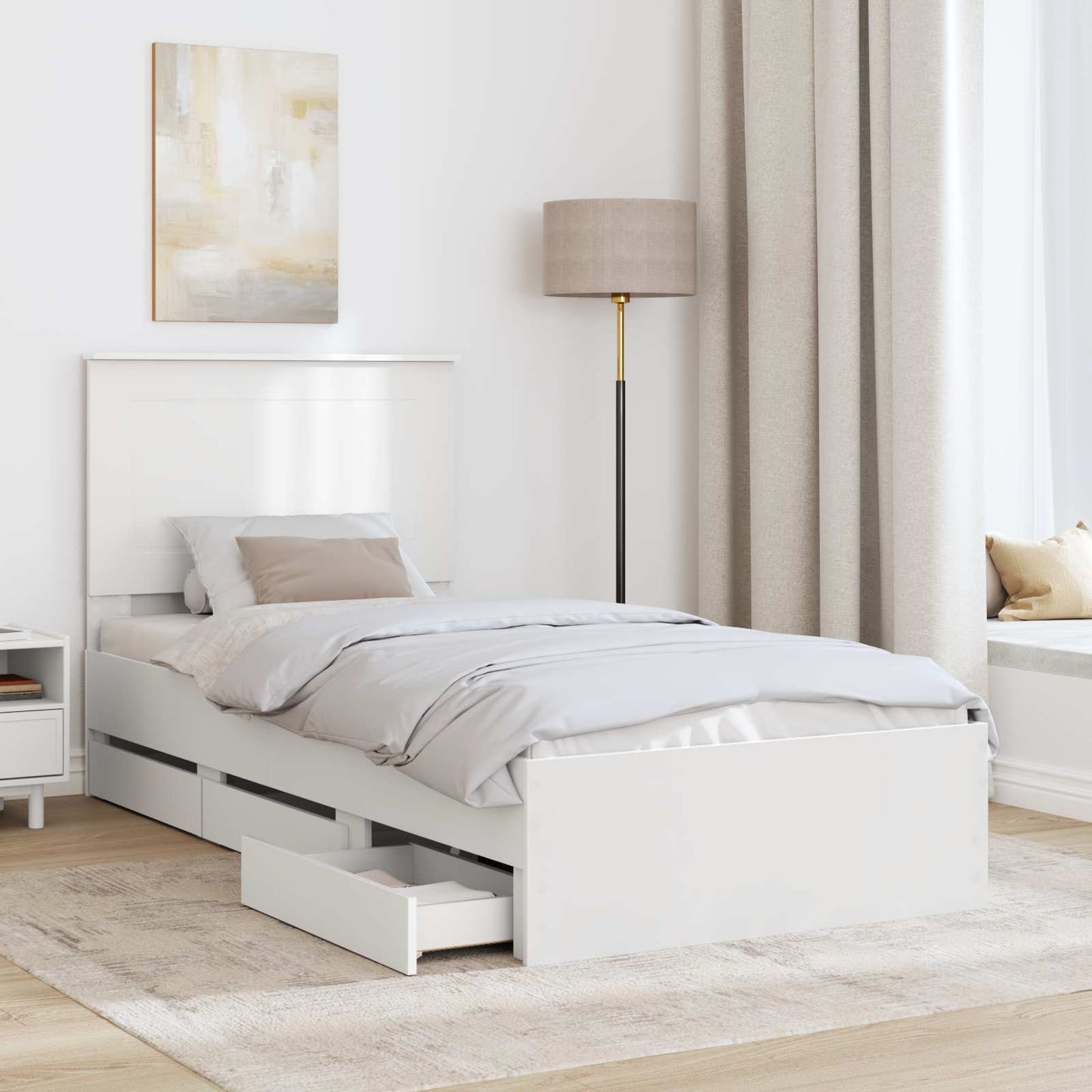 Struttura del letto Bianco 75 x 190 cm Legno Ingegnerizzato | homemem39