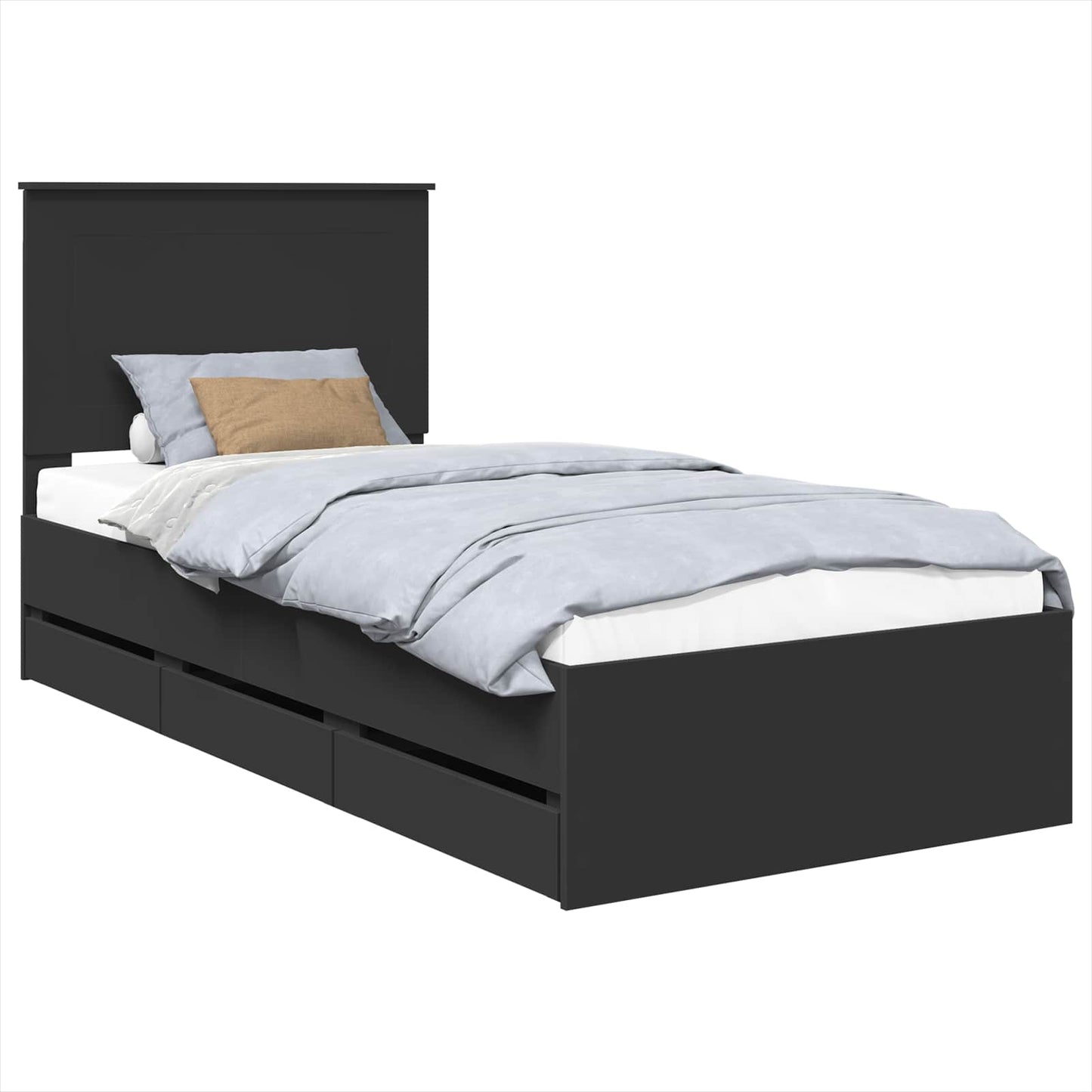 Struttura del letto Nero 75 x 190 cm Legno Ingegnerizzato | homemem39