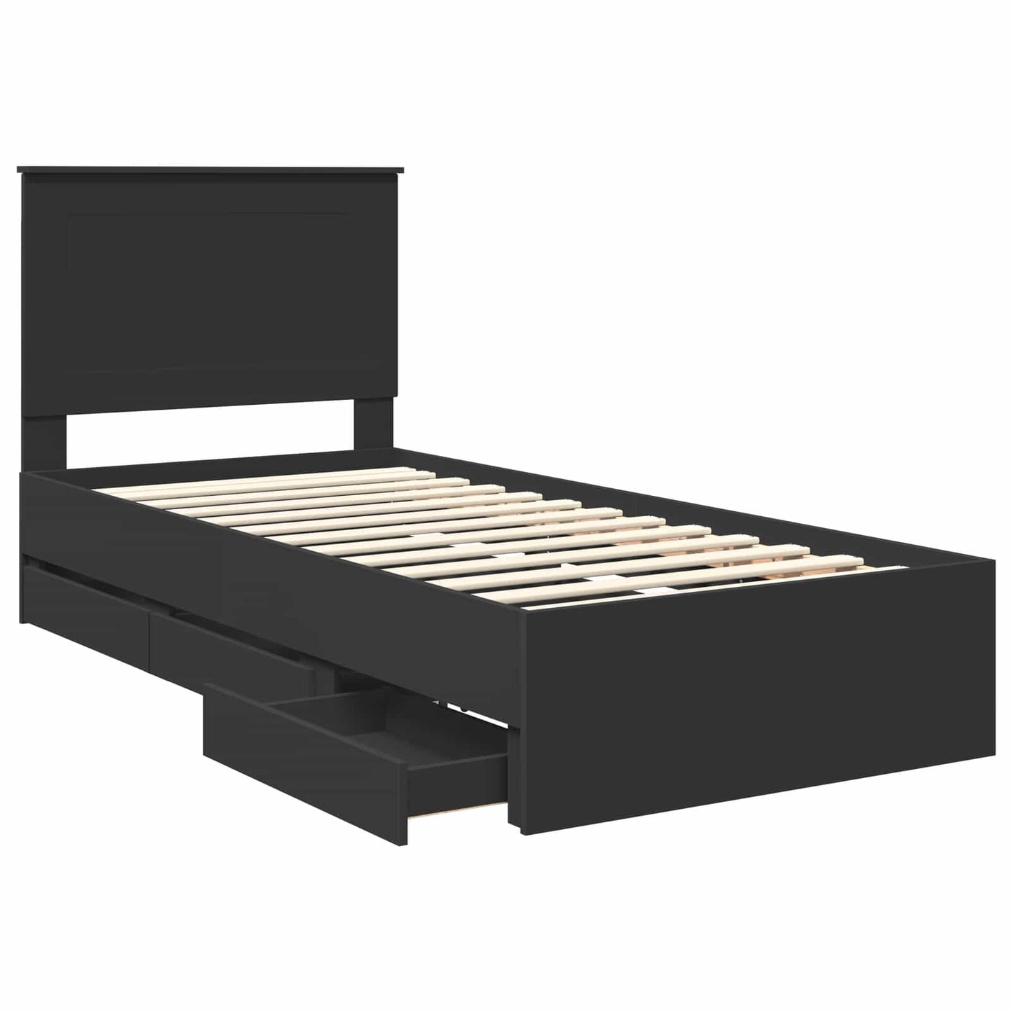 Struttura del letto Nero 75 x 190 cm Legno Ingegnerizzato | homemem39