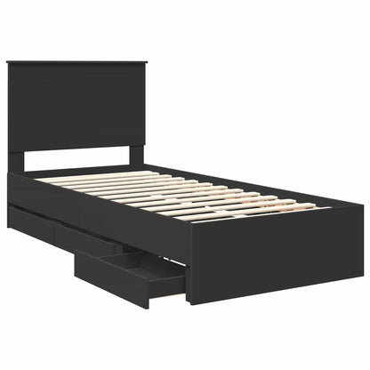 Struttura del letto Nero 75 x 190 cm Legno Ingegnerizzato | homemem39