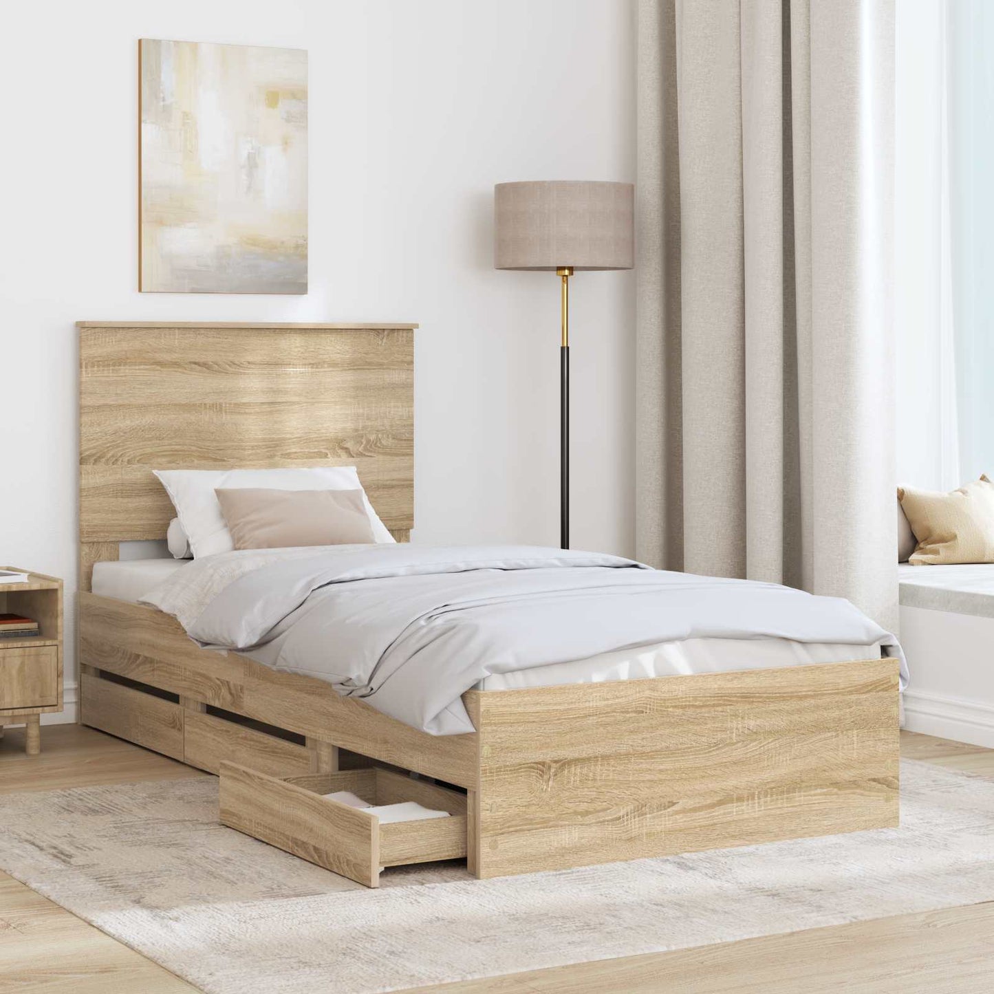 Struttura del letto con cassetto Rovere Sonoma 75 x 190 cm | homemem39