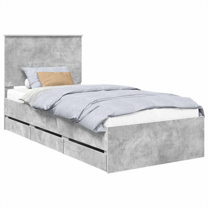 Struttura del letto con cassetto Grigio cemento 75 x 190 cm | homemem39