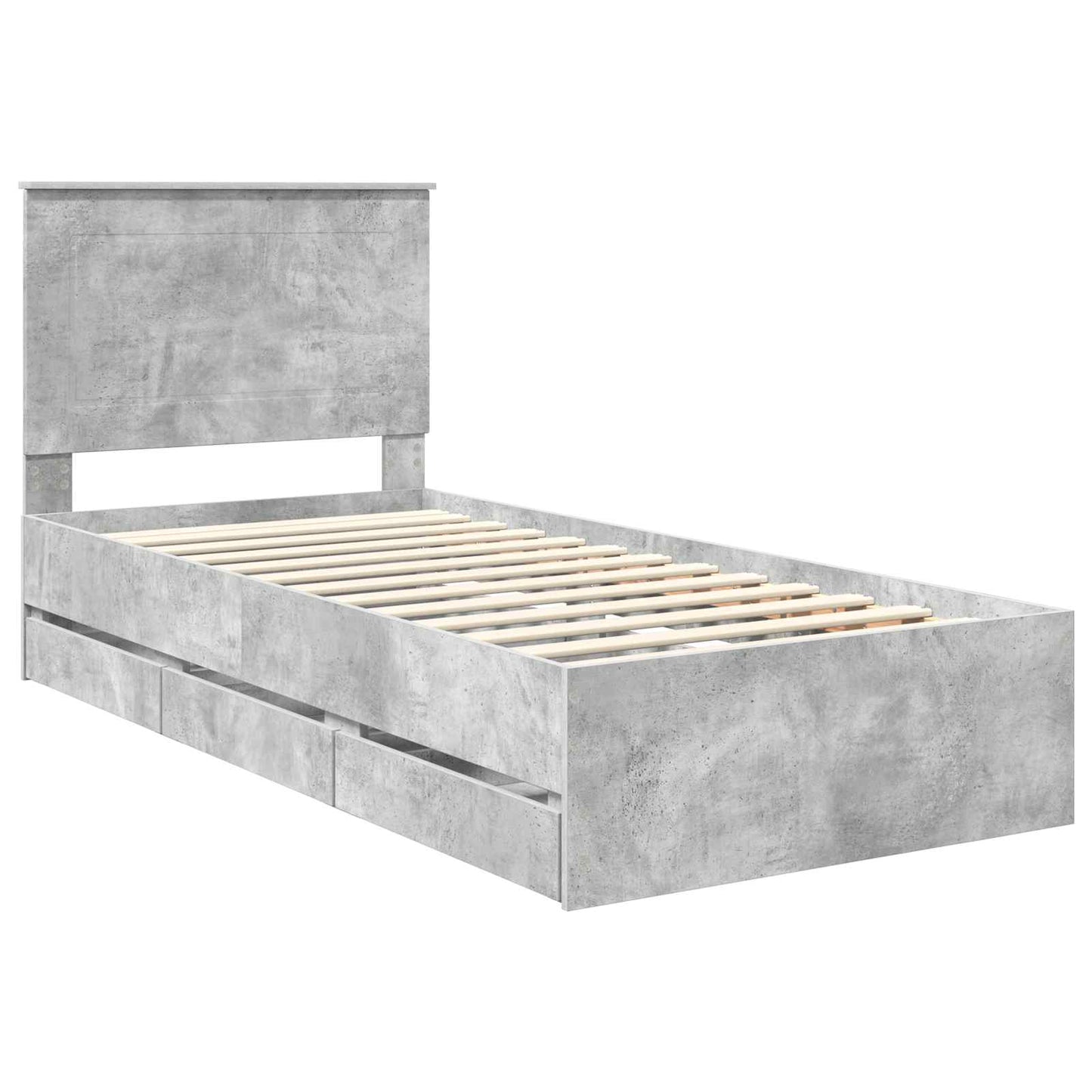 Struttura del letto con cassetto Grigio cemento 75 x 190 cm | homemem39