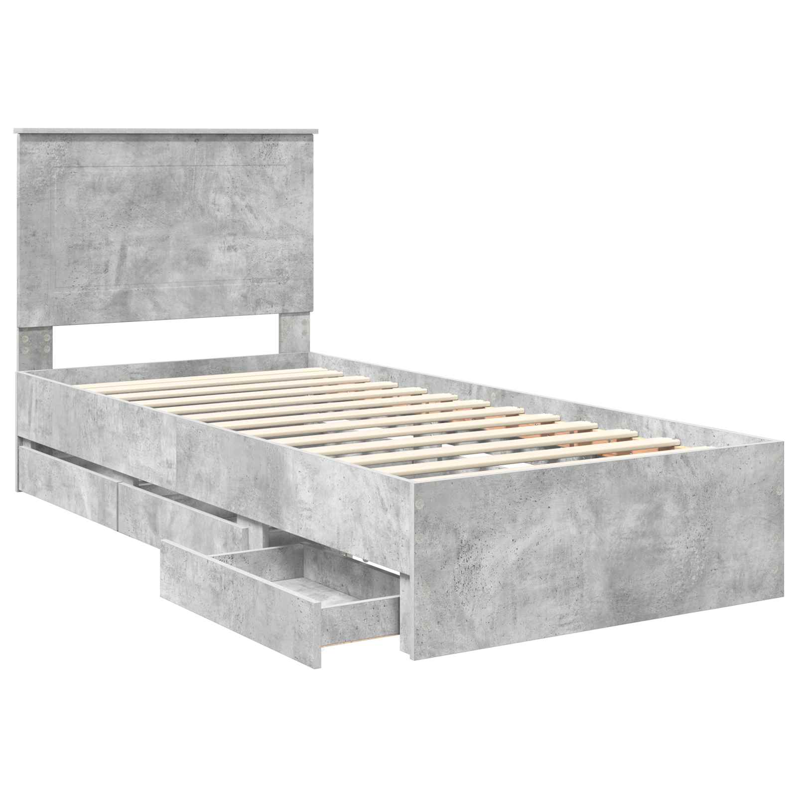 Struttura del letto con cassetto Grigio cemento 75 x 190 cm | homemem39