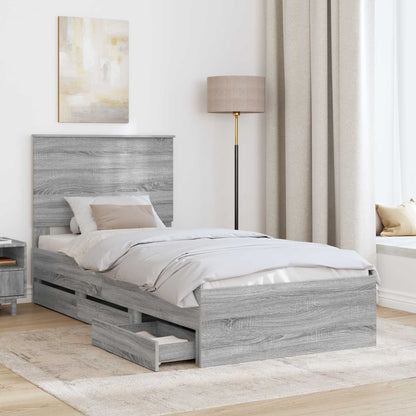 Struttura del letto con cassetto Grigio Sonoma 75 x 190 cm | homemem39