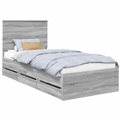 Struttura del letto con cassetto Grigio Sonoma 75 x 190 cm
