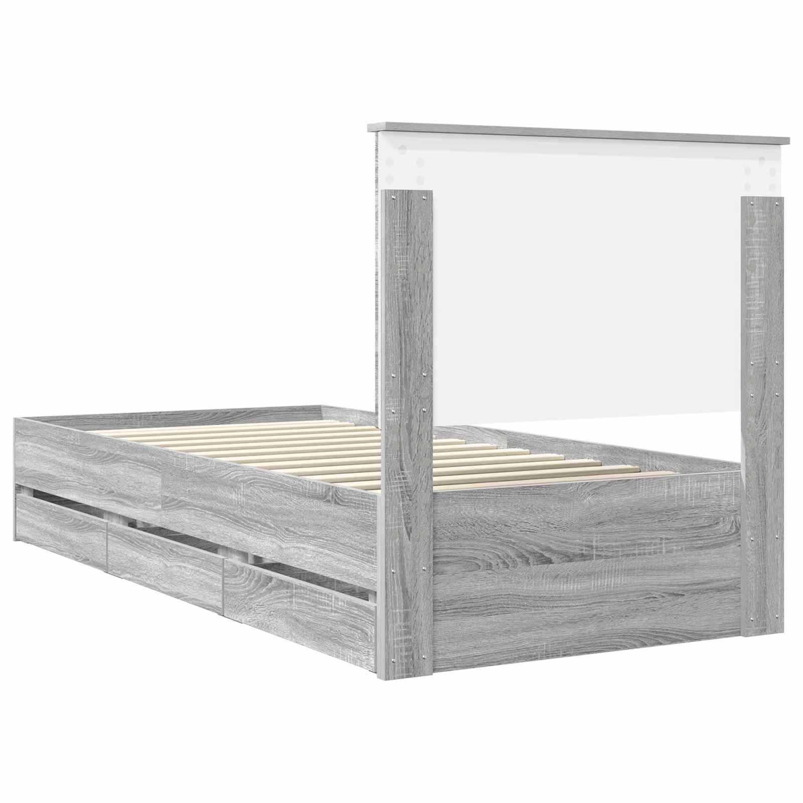 Struttura del letto con cassetto Grigio Sonoma 75 x 190 cm | homemem39