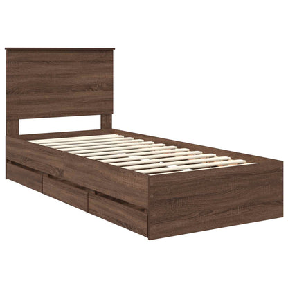 Struttura del letto con cassetto Rovere Marrone 75 x 190 cm | homemem39