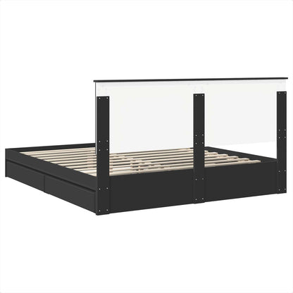 Letto con Contenitore Nero 200 x 200 cm Legno multistrato | homemem39