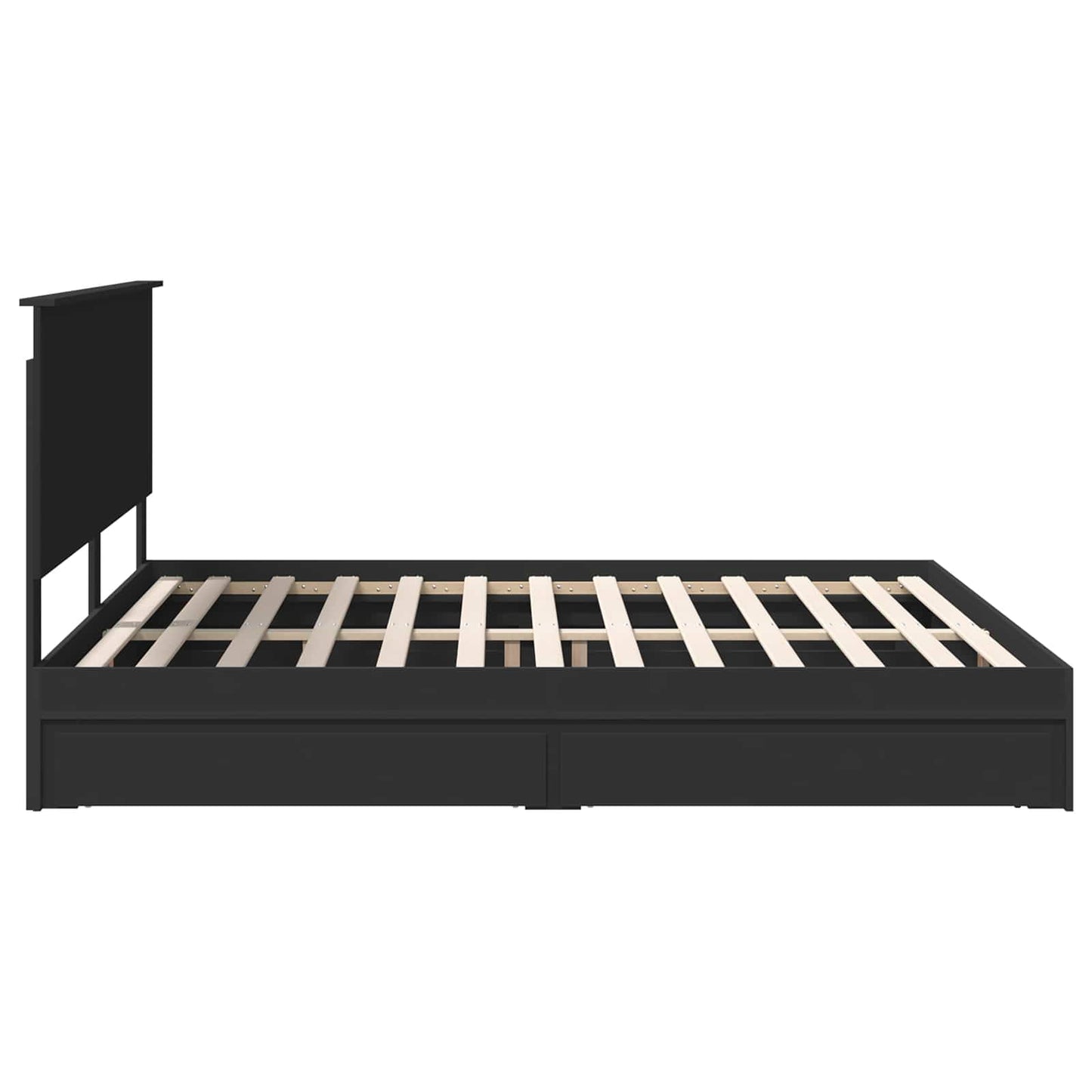 Letto con Contenitore Nero 200 x 200 cm Legno multistrato | homemem39