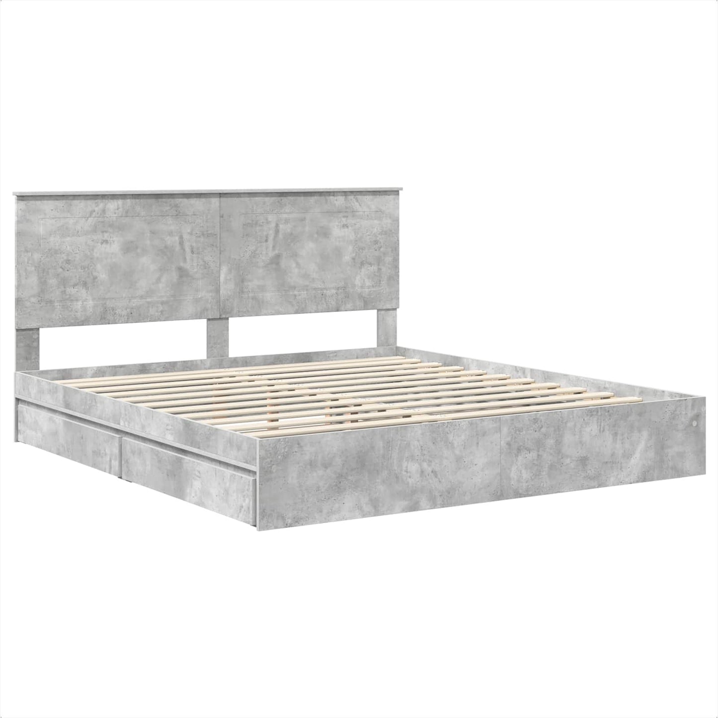 Letto con Contenitore con testiera Grigio cemento 200 x 200 cm | homemem39
