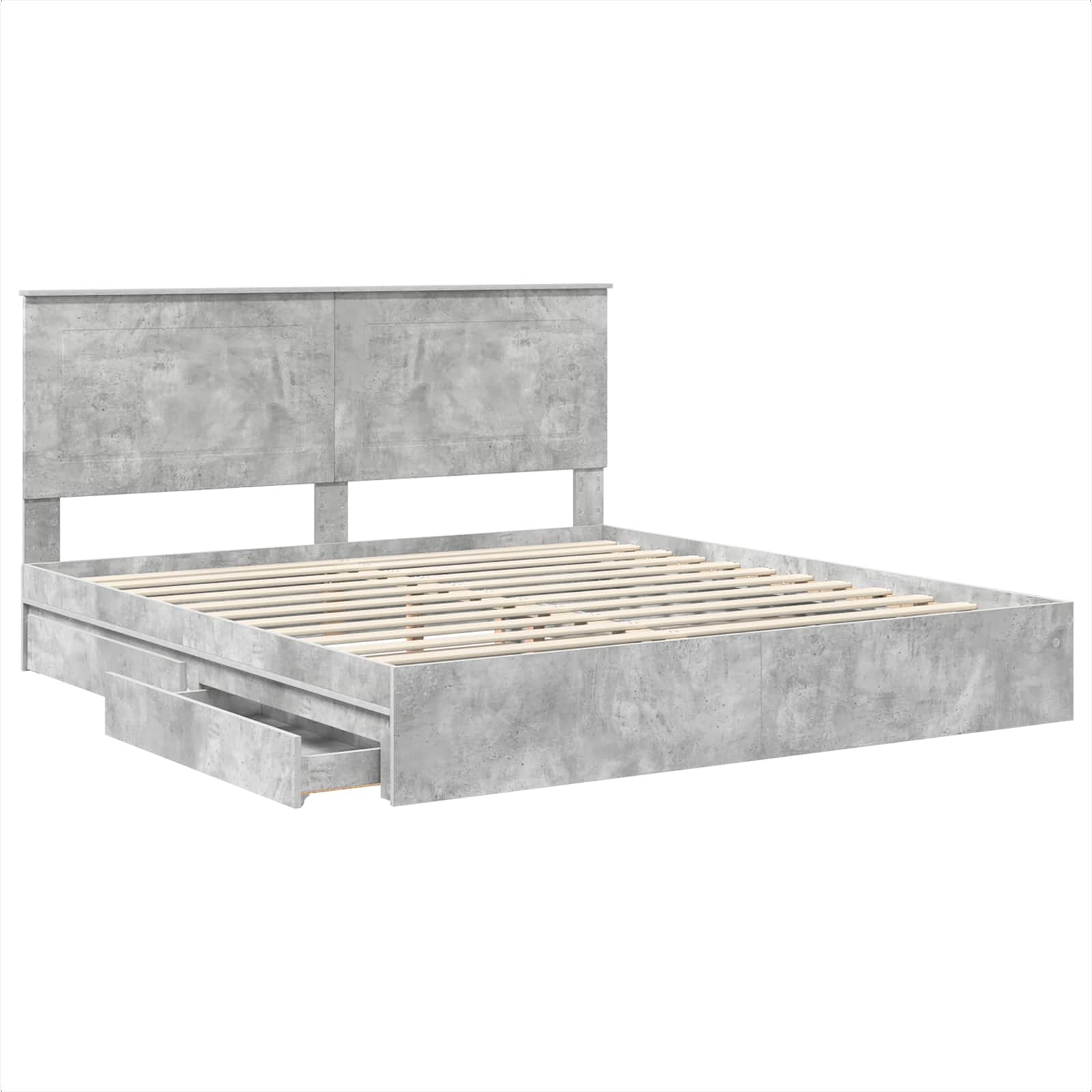 Letto con Contenitore con testiera Grigio cemento 200 x 200 cm | homemem39
