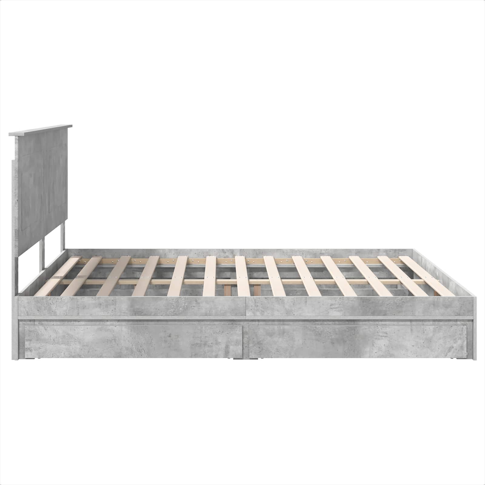Letto con Contenitore con testiera Grigio cemento 200 x 200 cm | homemem39